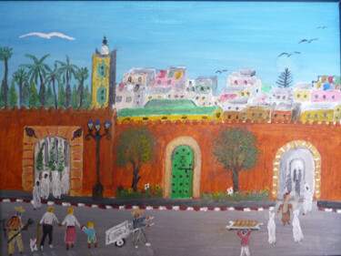 Painting titled "portails-de-la-medi…" by Ahmed Fertat, Original Artwork, Oil
