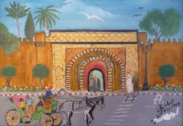 Painting titled "ballade-en-caleche.…" by Ahmed Fertat, Original Artwork, Oil