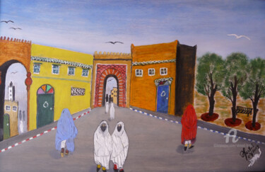 Painting titled "la-medina.jpg" by Ahmed Fertat, Original Artwork, Oil