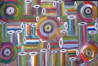Peinture intitulée "les-cylindres.jpg" par Ahmed Fertat, Œuvre d'art originale, Huile