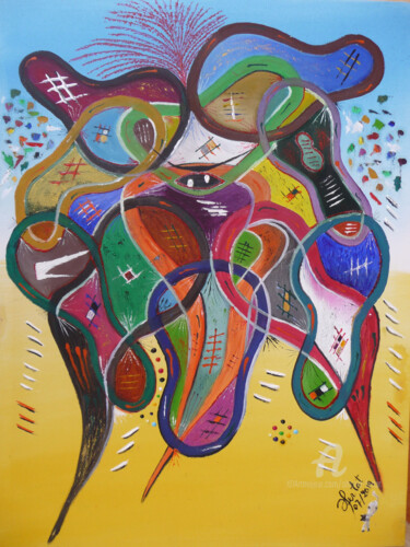 Painting titled "abstract18" by Ahmed Fertat, Original Artwork, Acrylic Mounted on Wood Stretcher frame
