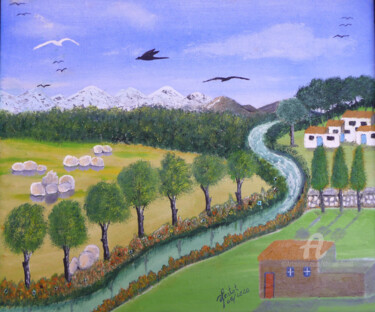 Pintura titulada "la rivière" por Ahmed Fertat, Obra de arte original, Oleo