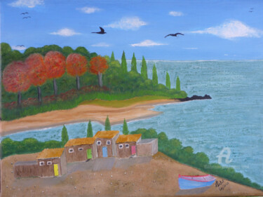Pittura intitolato "le lac binalouidan…" da Ahmed Fertat, Opera d'arte originale, Olio