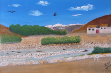 Peinture intitulée "le rivage" par Ahmed Fertat, Œuvre d'art originale, Huile