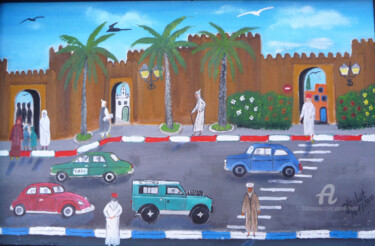 Painting titled "le boulevard" by Ahmed Fertat, Original Artwork, Oil