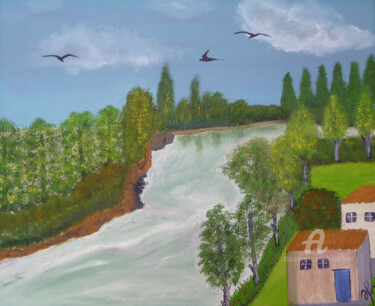 Painting titled "le fleuve" by Ahmed Fertat, Original Artwork, Oil