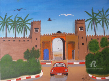 Pintura titulada "l'accès à la médina" por Ahmed Fertat, Obra de arte original, Acrílico