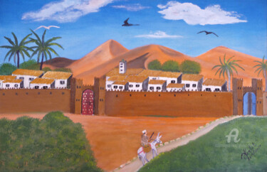 Peinture intitulée "retour à la maison" par Ahmed Fertat, Œuvre d'art originale, Huile