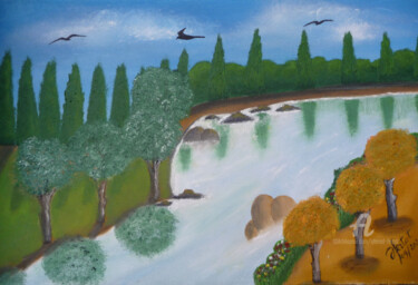 Peinture intitulée "beau paysage" par Ahmed Fertat, Œuvre d'art originale, Huile