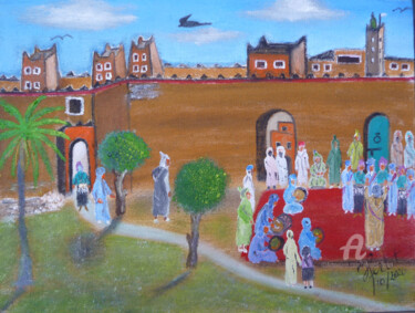 Pintura titulada "folklore sud maroca…" por Ahmed Fertat, Obra de arte original, Oleo