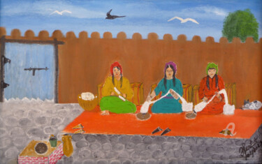 Картина под названием "la laine traditionn…" - Ahmed Fertat, Подлинное произведение искусства, Масло