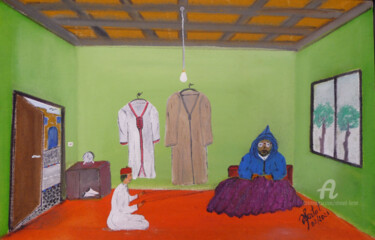 Картина под названием "le tailleur traditi…" - Ahmed Fertat, Подлинное произведение искусства, Масло