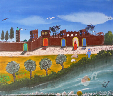 绘画 标题为“la Kasbah riveraine” 由Ahmed Fertat, 原创艺术品, 丙烯