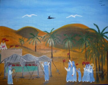 Malerei mit dem Titel "Fête de la marche v…" von Ahmed Fertat, Original-Kunstwerk, Öl