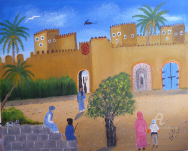 Pintura titulada "La kasbah" por Ahmed Fertat, Obra de arte original, Oleo