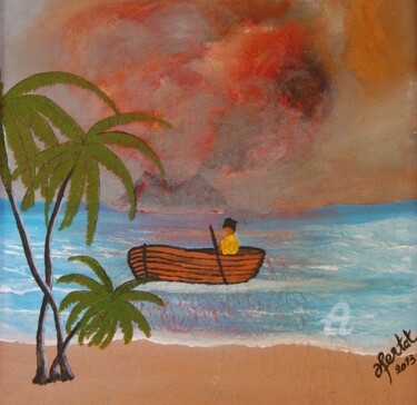 Pittura intitolato "nuages volcaniques" da Ahmed Fertat, Opera d'arte originale, Acrilico