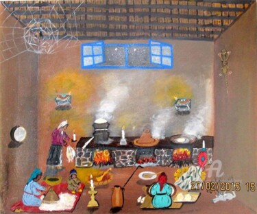 Schilderij getiteld "aarich-amazigh cuis…" door Ahmed Fertat, Origineel Kunstwerk, Acryl