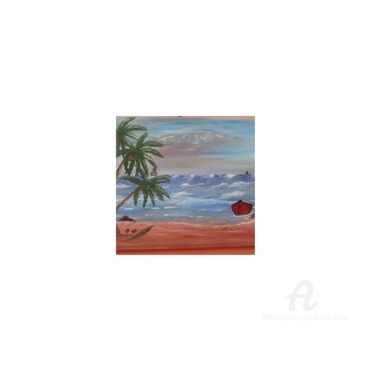 Painting titled "plage-tropicale-80x…" by Ahmed Fertat, Original Artwork, Oil