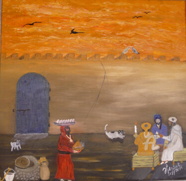 Painting titled "les invités" by Ahmed Fertat, Original Artwork, Oil
