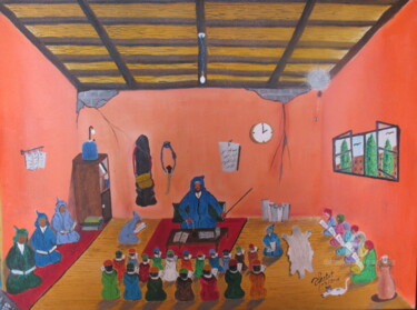 Painting titled "école-traditionnell…" by Ahmed Fertat, Original Artwork, Oil