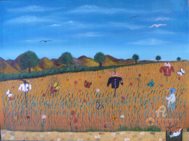 Peinture intitulée "champs-fleuri.jpg" par Ahmed Fertat, Œuvre d'art originale, Huile
