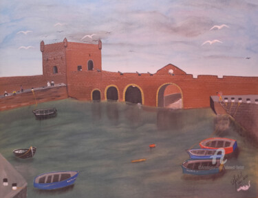 Pintura intitulada "moillage port d'Ess…" por Ahmed Fertat, Obras de arte originais, Acrílico