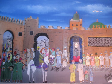 Pintura intitulada "le rituel de la cir…" por Ahmed Fertat, Obras de arte originais, Óleo