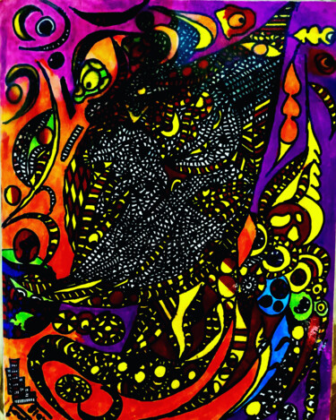 Drawing titled "Psychedelic Sea Cre…" by Ahmed Hassan, Original Artwork, Marker