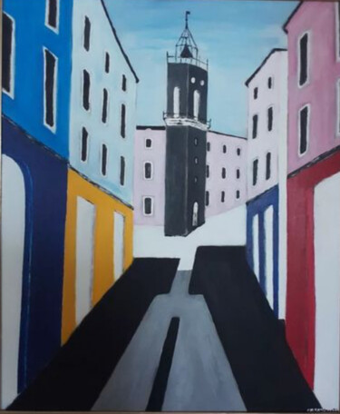 Malerei mit dem Titel "Rue d’Aix" von Ahmed Laghouati, Original-Kunstwerk, Acryl