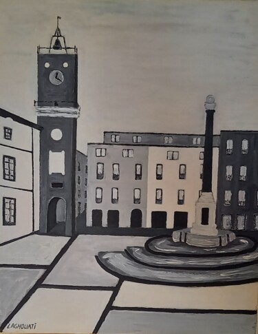 Peinture intitulée "Place de la Mairie" par Ahmed Laghouati, Œuvre d'art originale, Acrylique