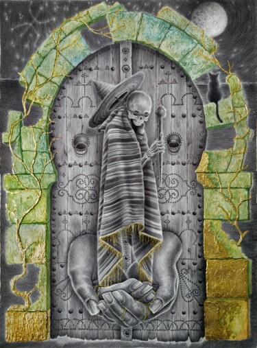 Рисунок под названием "eternal guardian" - Ahmed Mejbri, Подлинное произведение искусства, Шариковая ручка