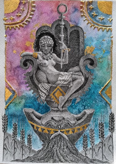 绘画 标题为“The Empress tarot” 由Ahmed Mejbri, 原创艺术品, 圆珠笔
