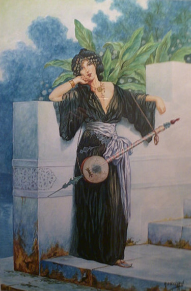 Painting titled "beauté orientale" by Ahmed Mekkaoui, Original Artwork, Watercolor
