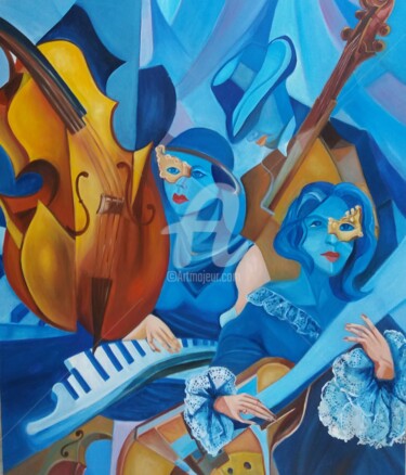 Painting titled "Bas-les-Masques" by Ahmed Zaibi, Original Artwork, Oil