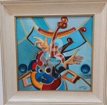 Malerei mit dem Titel "les mains de la mus…" von Ahmed Zaibi, Original-Kunstwerk, Öl
