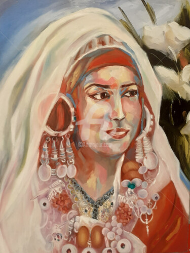 Painting titled "Mariée Berbère" by Ahmed Zaibi, Original Artwork, Oil