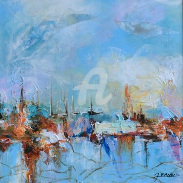 Painting titled "nature_maritime" by Ahmed Zaibi, Original Artwork, Acrylic Mounted on Wood Stretcher frame