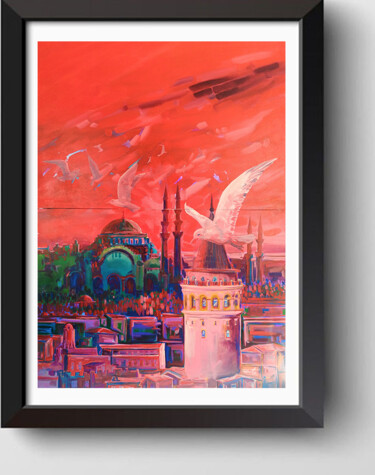 Painting titled "GALATA" by Ahmet Balci, Original Artwork, Acrylic