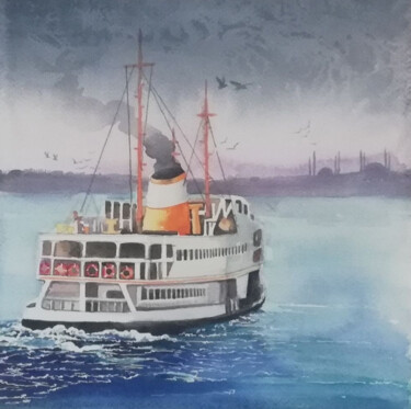 Peinture intitulée "İSTANBUL" par Ahmet Balci, Œuvre d'art originale, Aquarelle