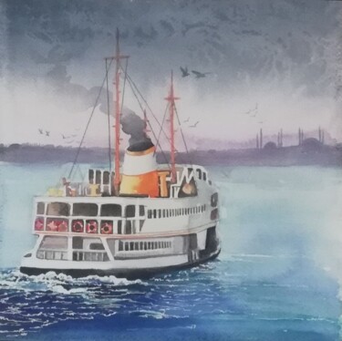 Painting titled "istanbul" by Ahmet Efendi̇, Original Artwork, Watercolor