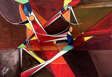 Painting titled "Circus Birds" by Ahmet Mimar, Original Artwork, Acrylic Mounted on Wood Stretcher frame