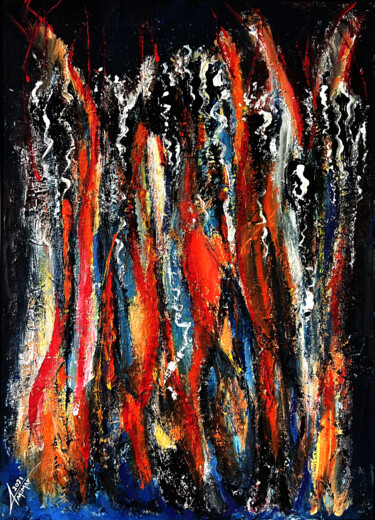 Pittura intitolato "Fire Dance" da Ahmet Mimar, Opera d'arte originale, Acrilico Montato su Telaio per barella in legno