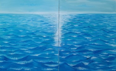 Malerei mit dem Titel "Море" von Zilia Akhmetova, Original-Kunstwerk, Öl Auf Keilrahmen aus Holz montiert