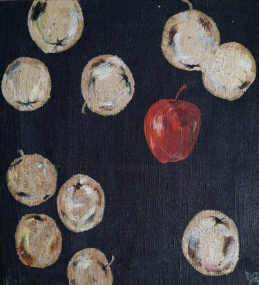 Malerei mit dem Titel "яблоко" von Zilia Akhmetova, Original-Kunstwerk, Öl Auf Keilrahmen aus Holz montiert
