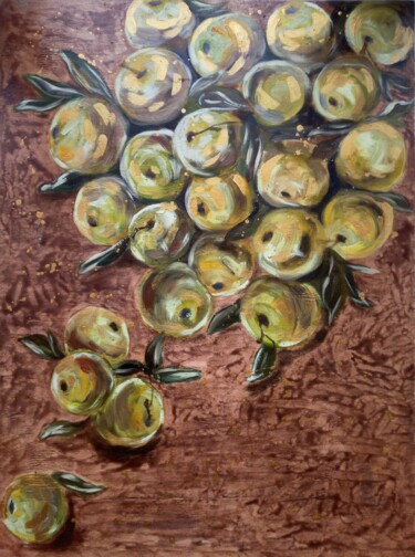 Painting titled "Autumn gold" by Zilia Akhmetova, Original Artwork, Oil Mounted on Wood Panel