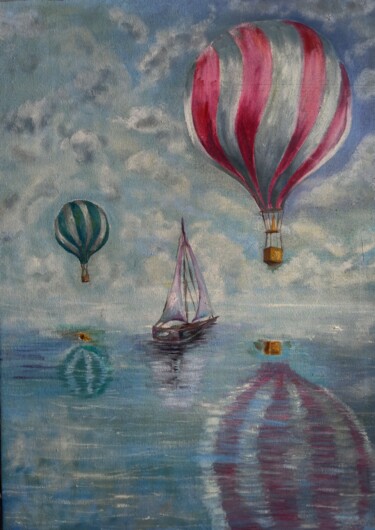 Painting titled "Dreams. painting im…" by Zilia Akhmetova, Original Artwork, Oil Mounted on Wood Panel