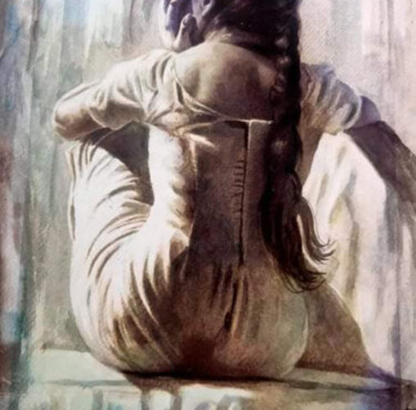 Malerei mit dem Titel "Erotism in Pensiven…" von Ahsan Ali, Original-Kunstwerk, Aquarell