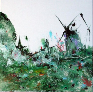 Painting titled "Le vieux moulin" by Dominique Ah-Thon, Original Artwork