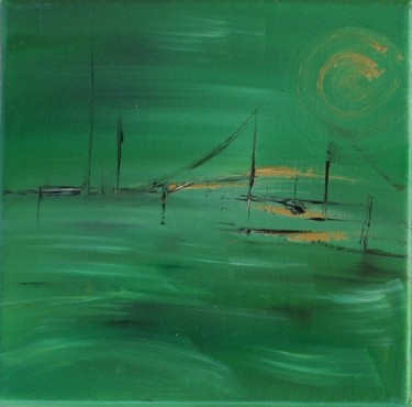 Pittura intitolato "La Venise verte" da Dominique Ah-Thon, Opera d'arte originale
