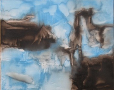 Peinture intitulée "Volcan glacé" par Dominique Ah-Thon, Œuvre d'art originale